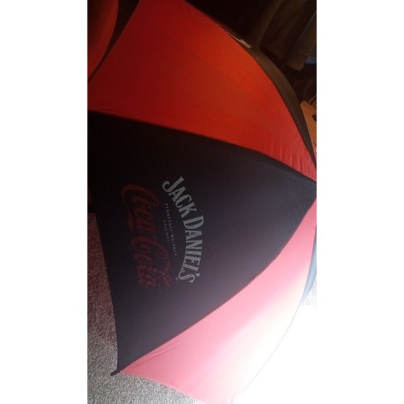 Vintage Coca Cola Jack Daniel's Beach Picnic Umbrella Coke Red White RARE - Picture 3 of 4